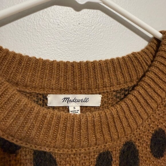Madewell Leopard Dot Sweater-Dress S Brown & Black Merino Wool Blend - Picture 3 of 6